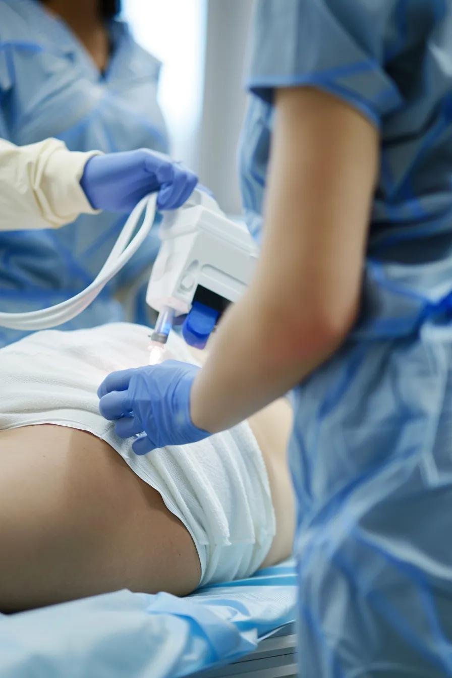 Medical professional performing Vaser Lipo procedure using ultrasound technology